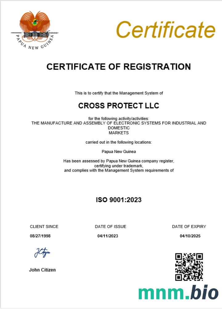 Papua Nowa Gwinea Business registration vcertyfikat Word i szablon PDF